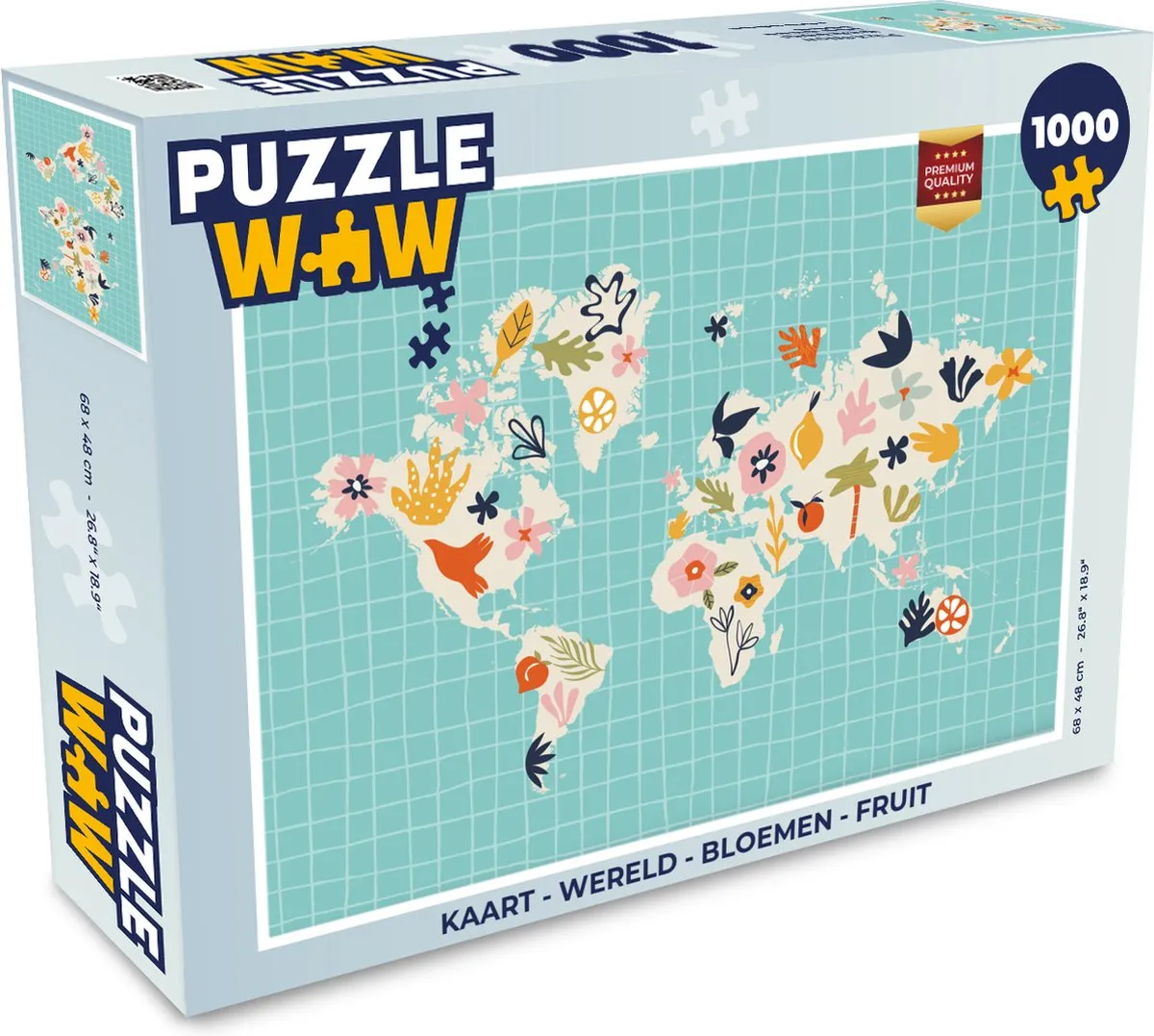 PuzzleWow Wereld Bloemen Fruit Legpuzzel 1000 Stuks - Multicolor
