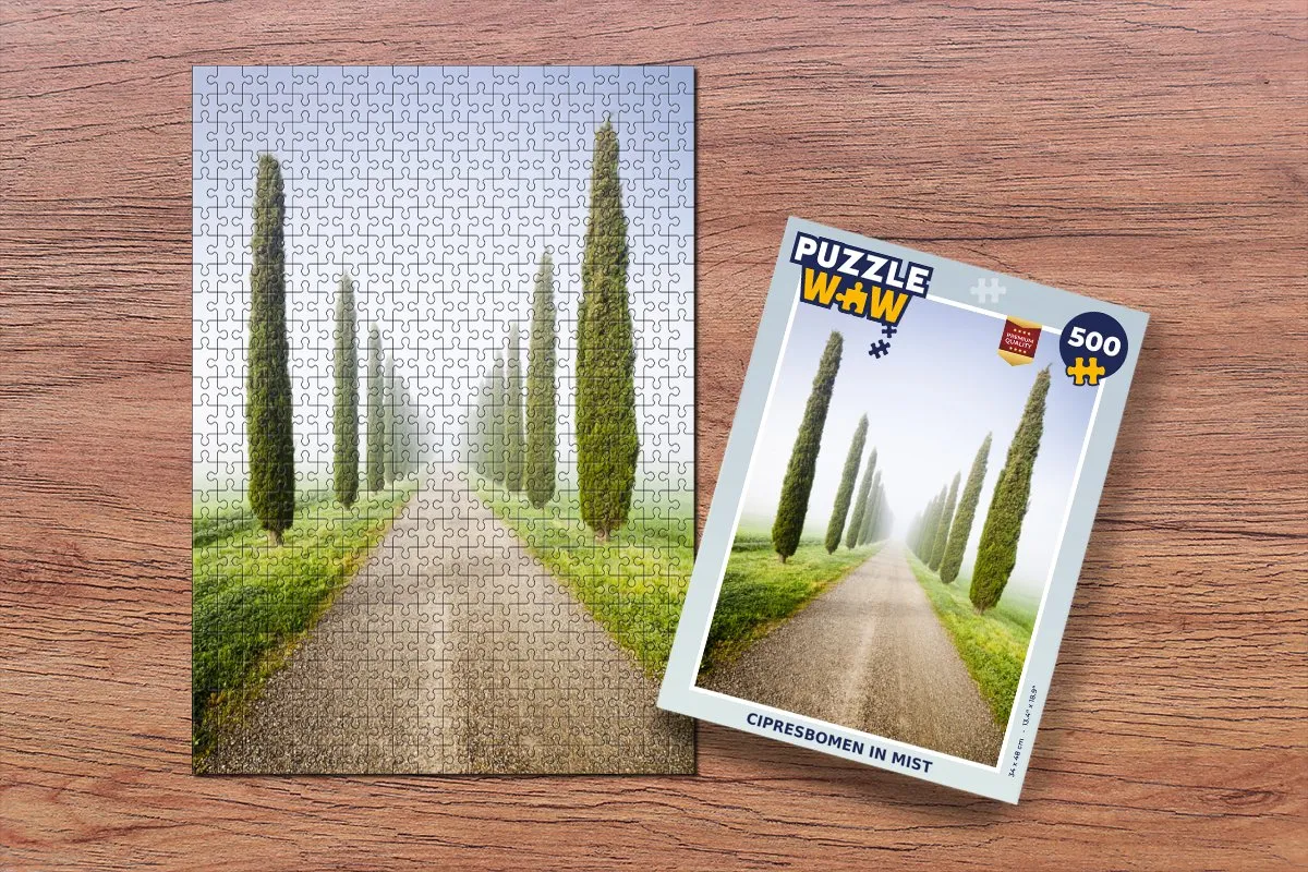 PuzzleWow Boom - Mist Toscane Cipres Legpuzzel 500 Stuks - Multicolor