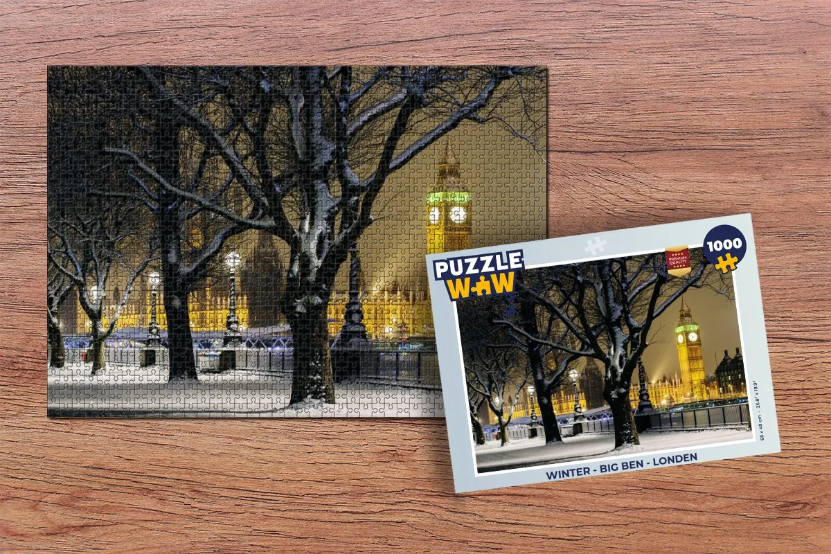 PuzzleWow Winter Big Ben Legpuzzel 1000 Stuks - Multicolor