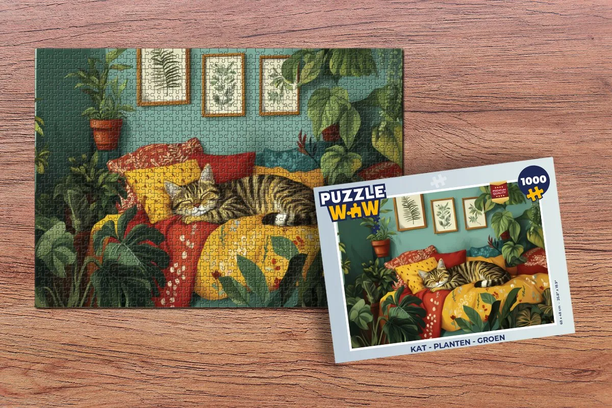 PuzzleWow Kat Planten Legpuzzel 1000 Stuks