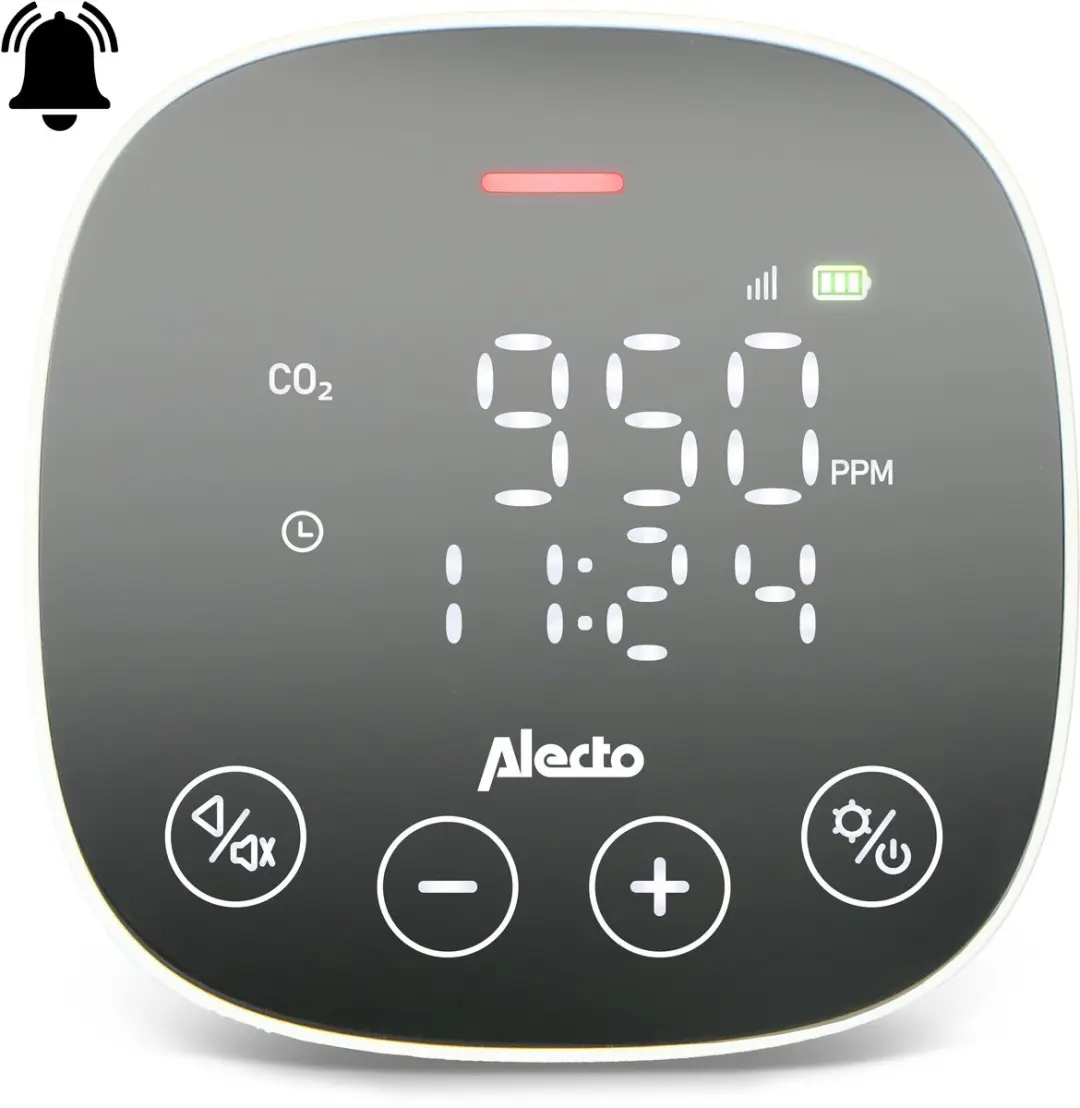 Alecto AQ30 CO2-meter met NDIR-sensor - Luchtvochtigheidsmeter Wit - afbeelding 4 van 6