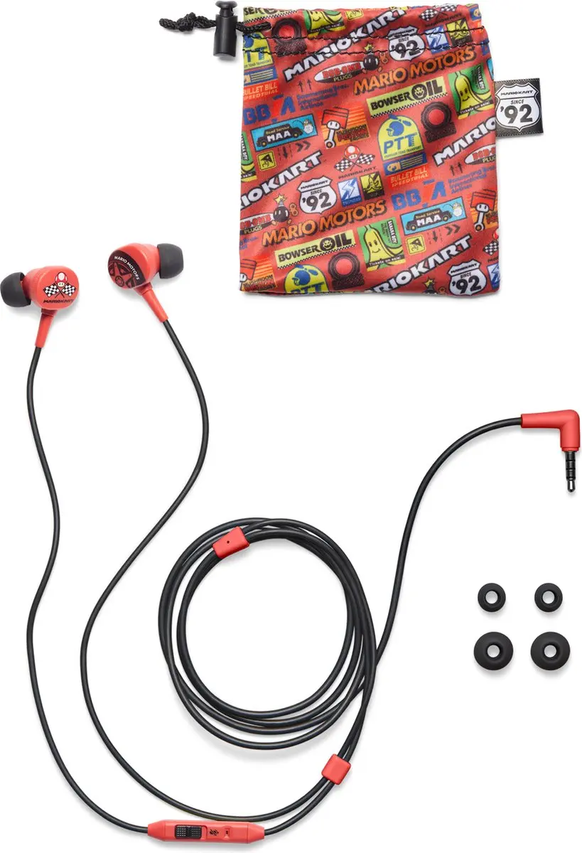 PowerA Mario Kart Motors Oordopjes - Zwart/Rood - afbeelding 6 van 6