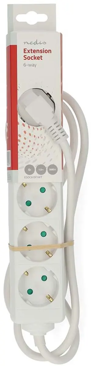 Nedis Stekkerdoos 6-wegs 1.5m 3680W Wit - afbeelding 3 van 4