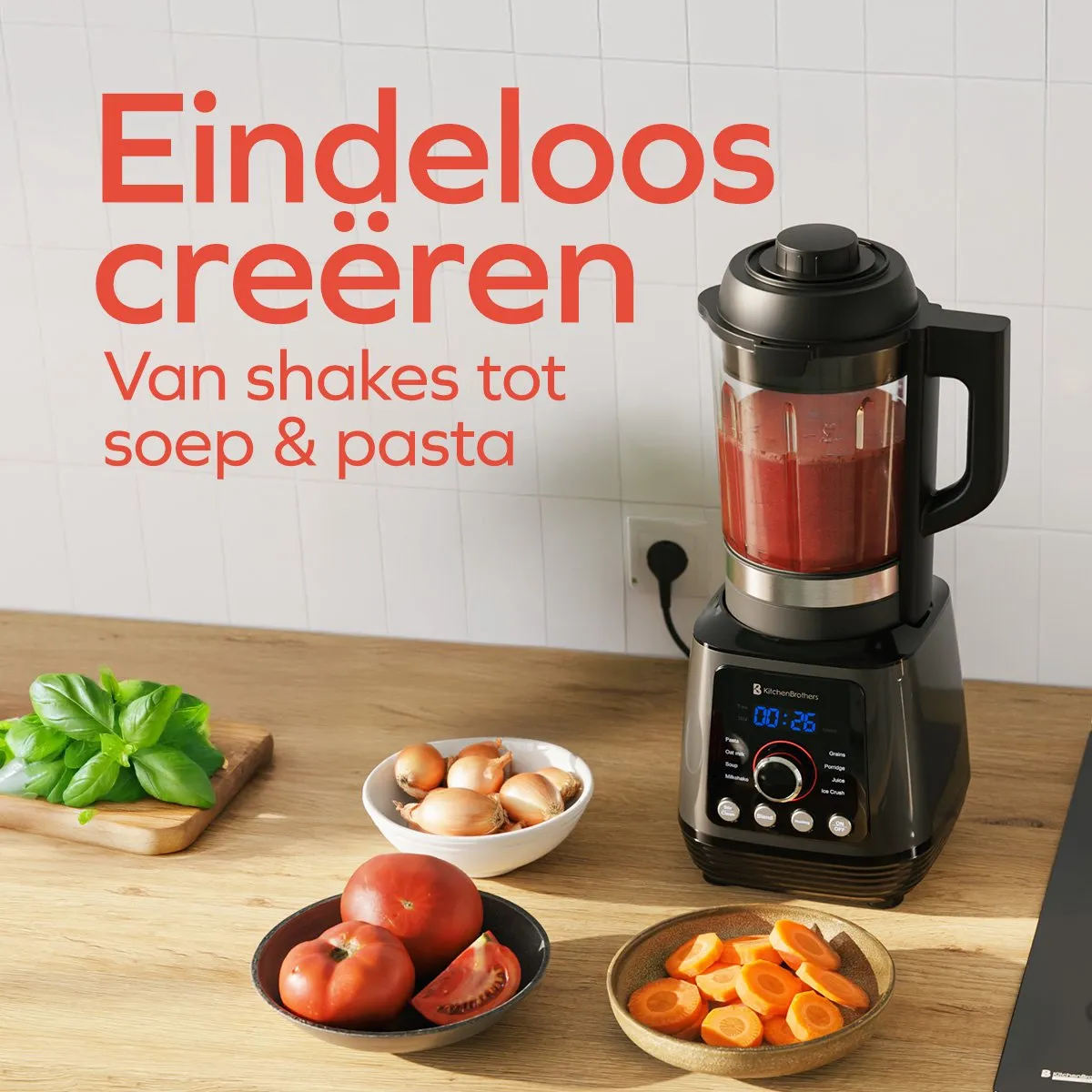KitchenBrothers Thermoblender 1.75L - 1000W - Zwart