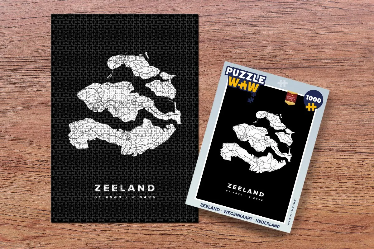 PuzzleWow Wegenkaart Nederland Legpuzzel 1000 Stuks - Multicolor