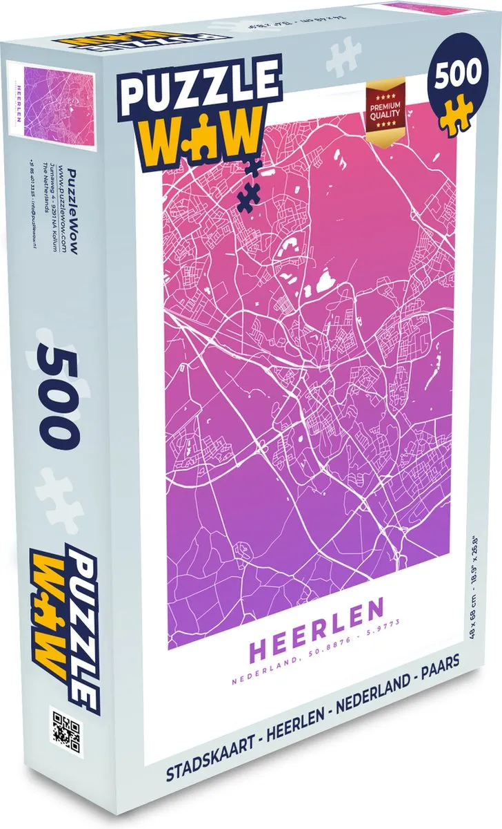 PuzzleWow Stadskaart Heerlen Nederland Legpuzzel 500 Stuks