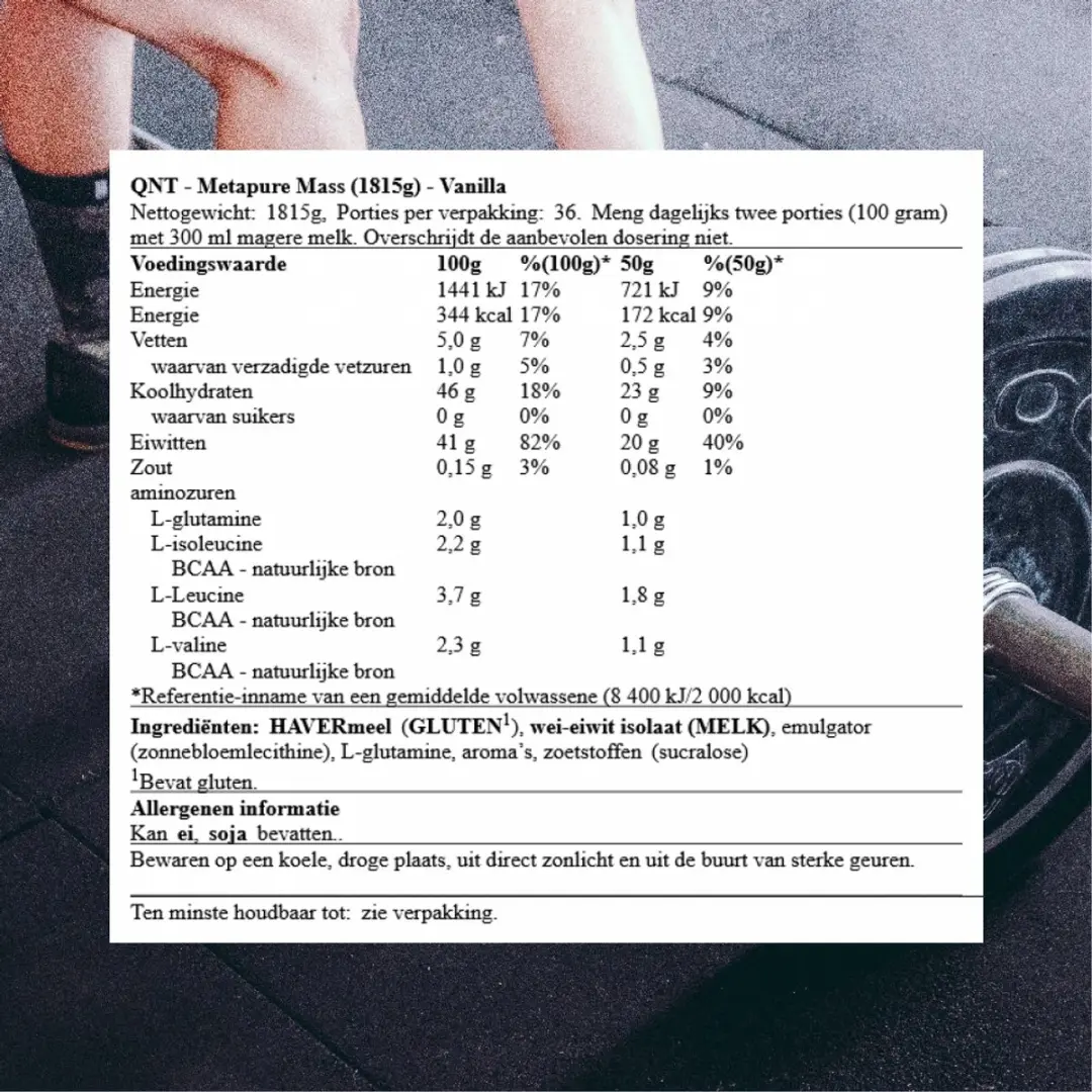 QNT Metapure Mass Vanille 1815g - afbeelding 2 van 6