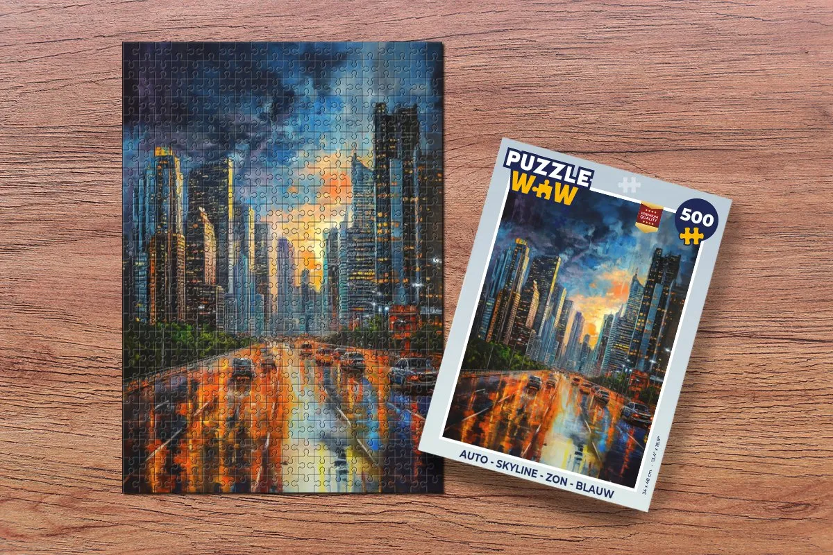 PuzzleWow Skyline Legpuzzel 500 Stuks - Blauw