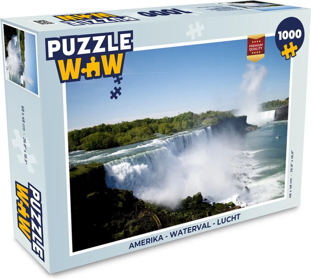 PuzzleWow Amerika Waterval Lucht Legpuzzel 1000 Stuks - Multicolor