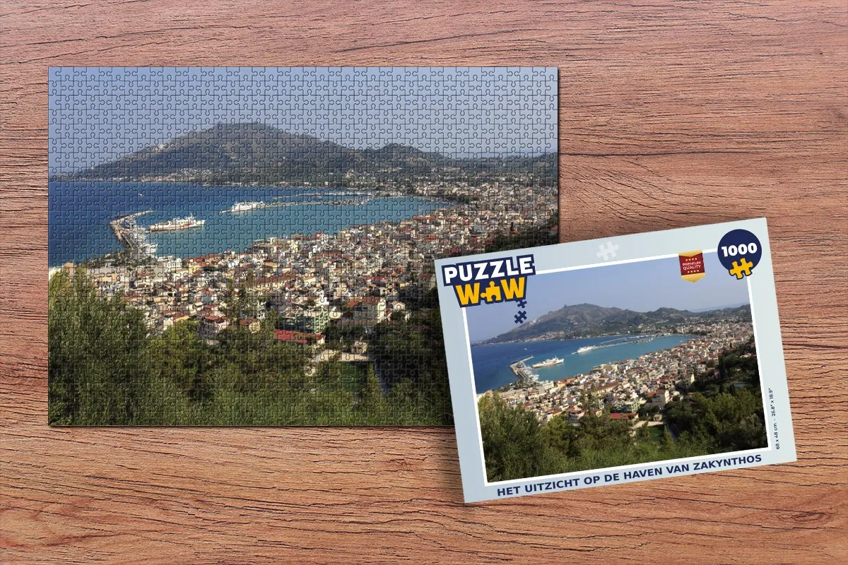 PuzzleWow Het uitzicht op de haven van Zakynthos Legpuzzel 1000 Stuks - Multicolor