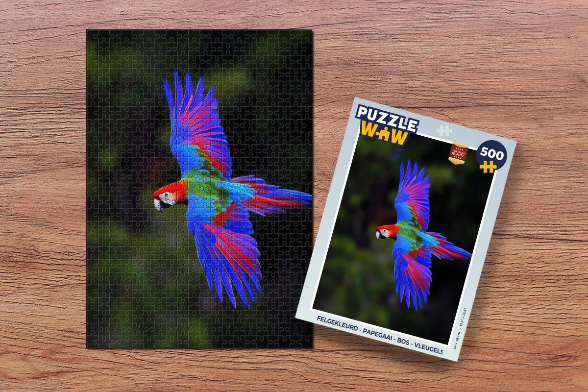 PuzzleWow Papegaai Bos Legpuzzel 500 Stuks - Felgekleurd