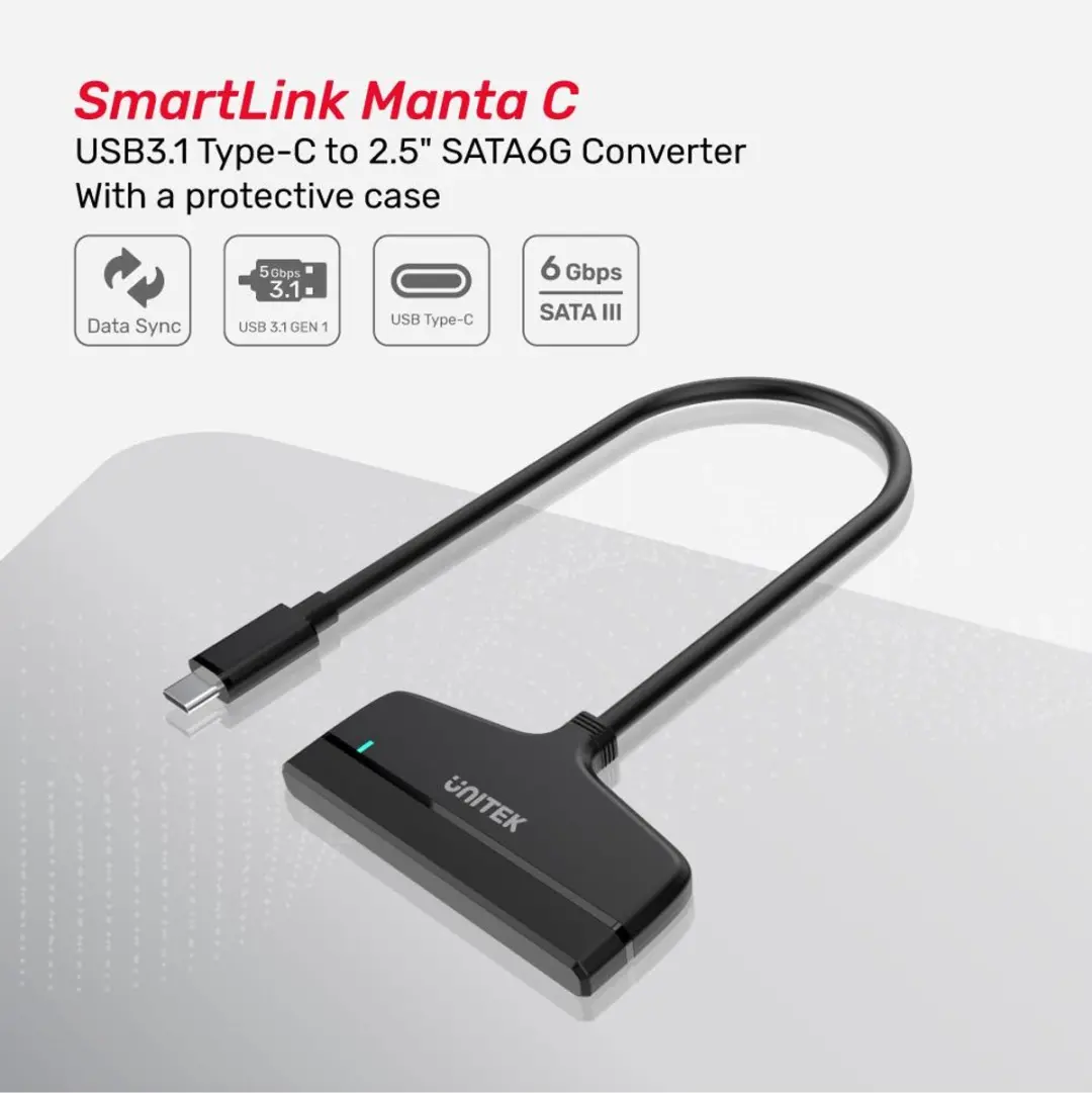 Unitek Y-1096A USB-C naar SATA Adapter - Zwart - afbeelding 3 van 6