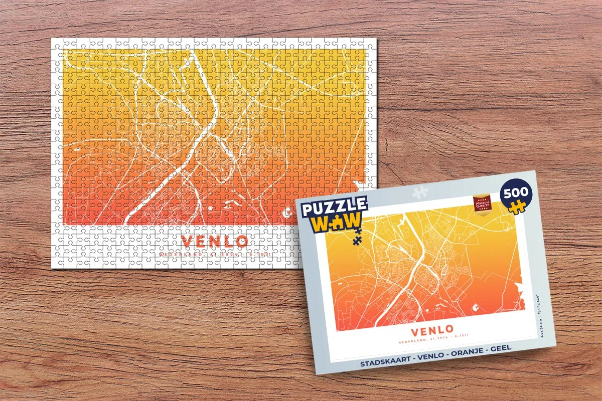 PuzzleWow Stadskaart Venlo Legpuzzel 500 Stuks - Multicolor