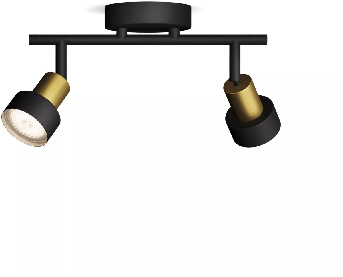 Philips Conduit Spot Plafondspot - 2x GU10 - Zwart/messing