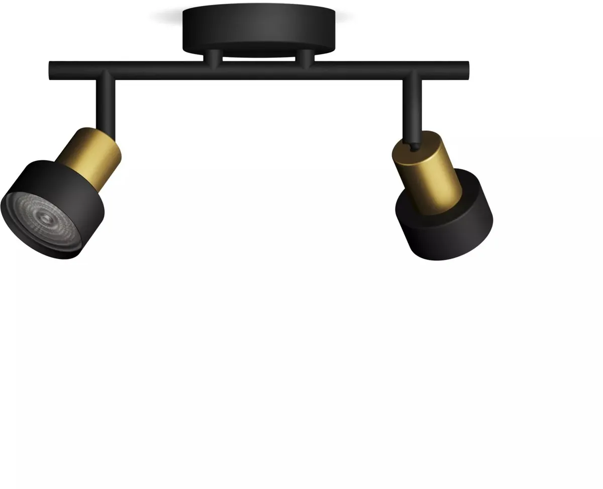 Philips Conduit Spot Plafondspot - 2x GU10 - Zwart/messing