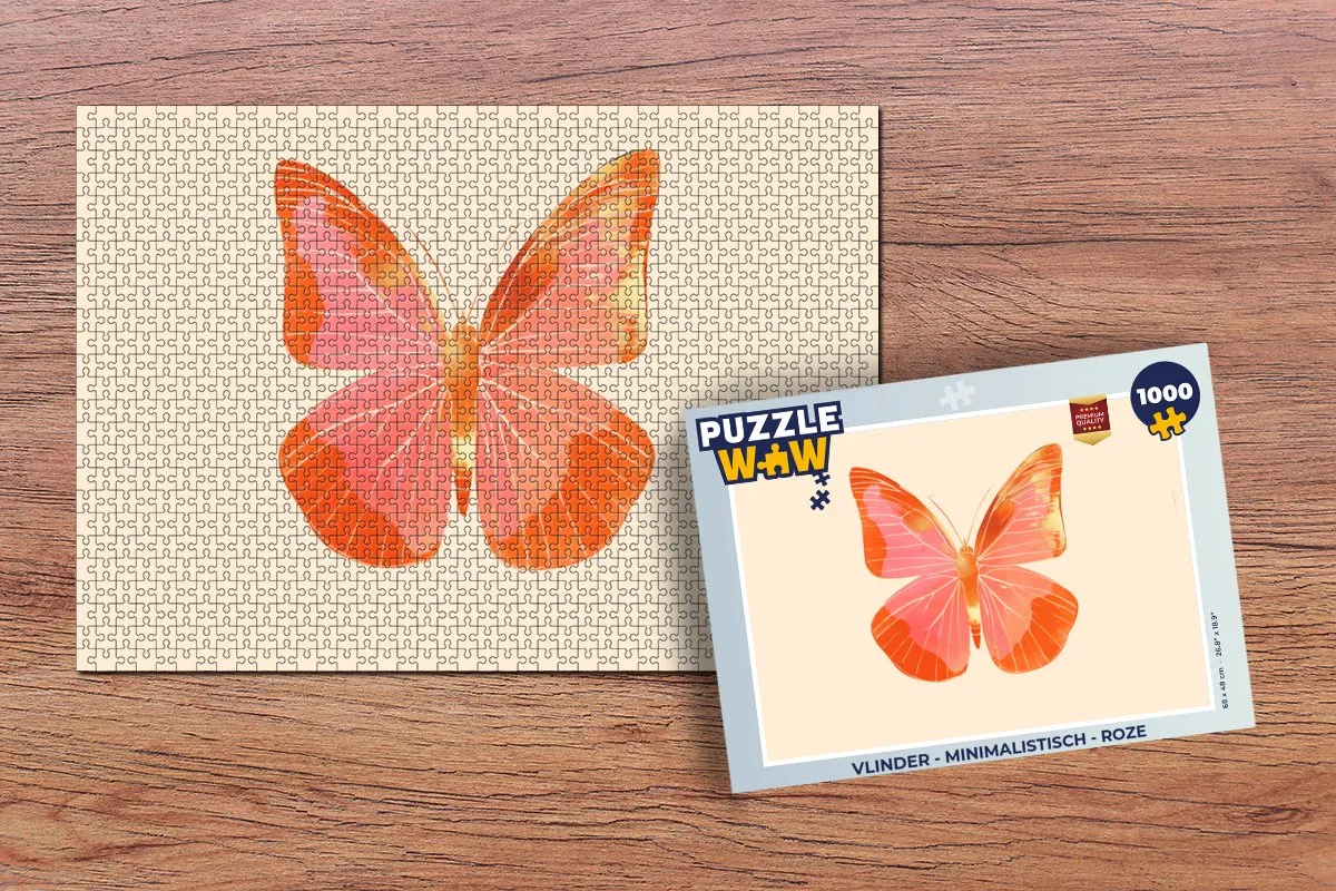 PuzzleWow Vlinder Legpuzzel 1000 Stuks - Roze