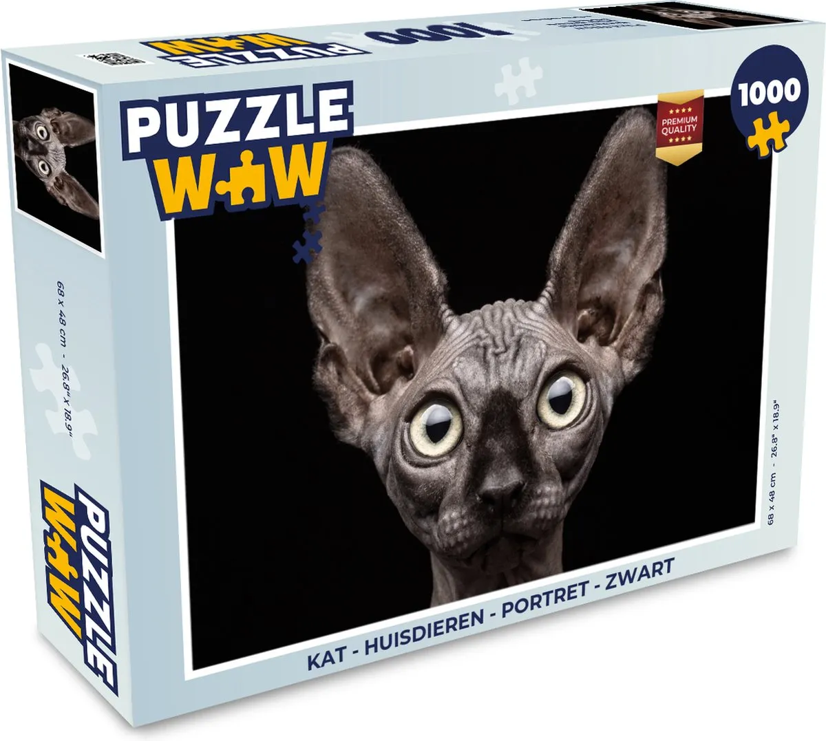 PuzzleWow Kat Portret Legpuzzel 1000 Stuks - Multicolor