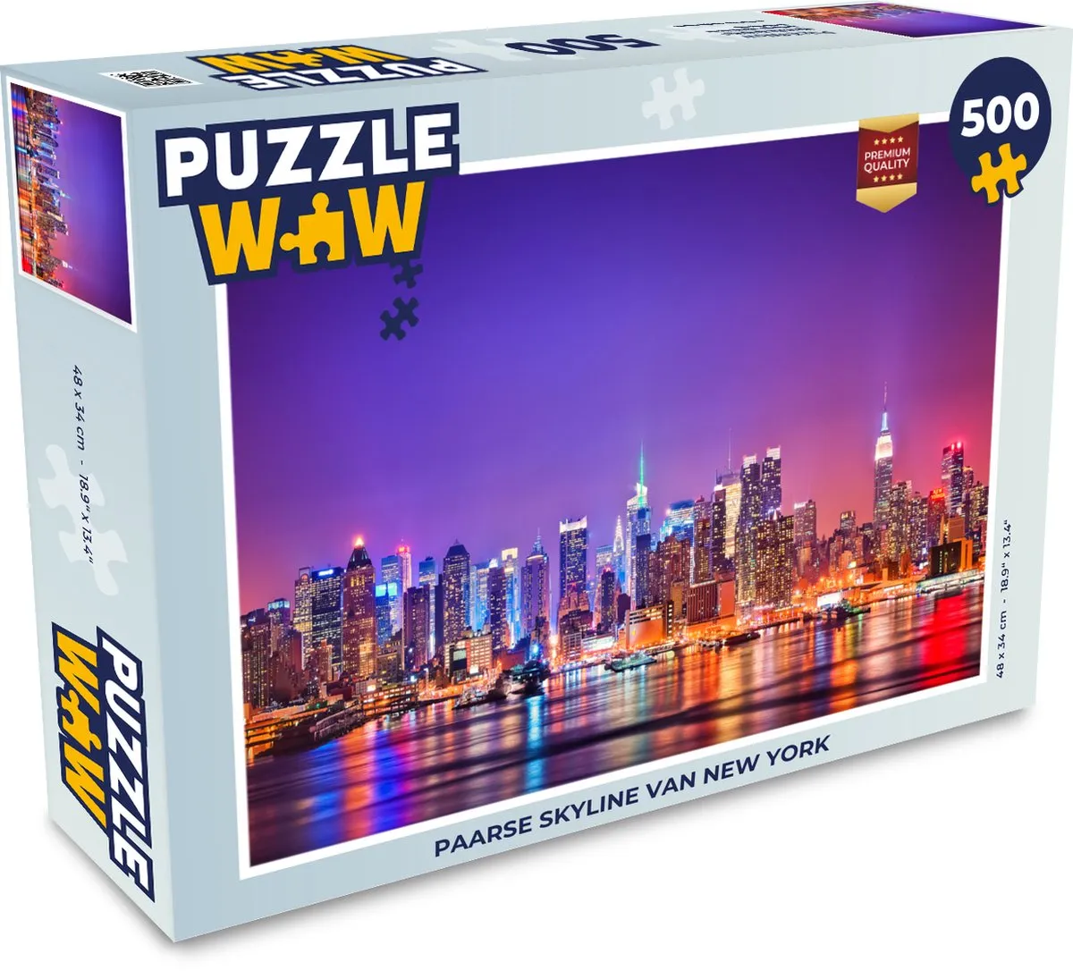 PuzzleWow New York Skyline Legpuzzel 500 Stuks - Paars