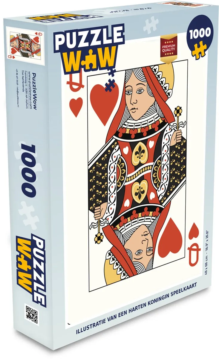 PuzzleWow Legpuzzel Hartenkoningin 1000 Stuks - Multicolor