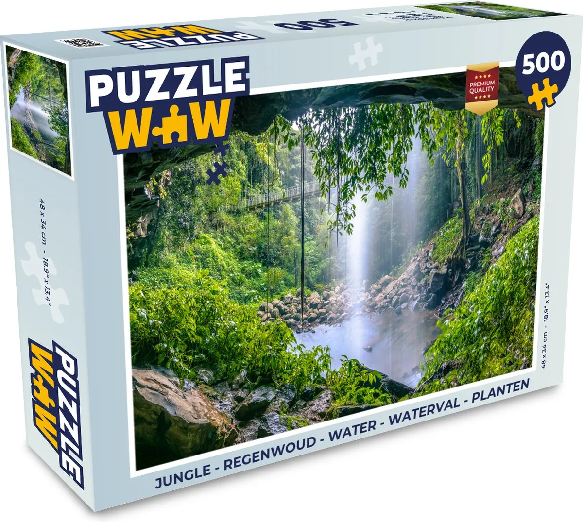 PuzzleWow Regenwoud Waterval Legpuzzel 500 Stuks
