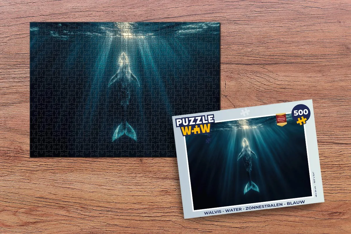 PuzzleWow Walvis Water Zonnestralen Legpuzzel 500 Stuks - Blauw