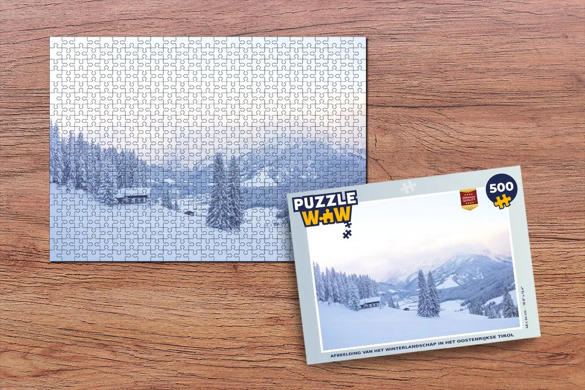 PuzzleWow Winterlandschap Tirol Legpuzzel 500 Stuks - Multicolor