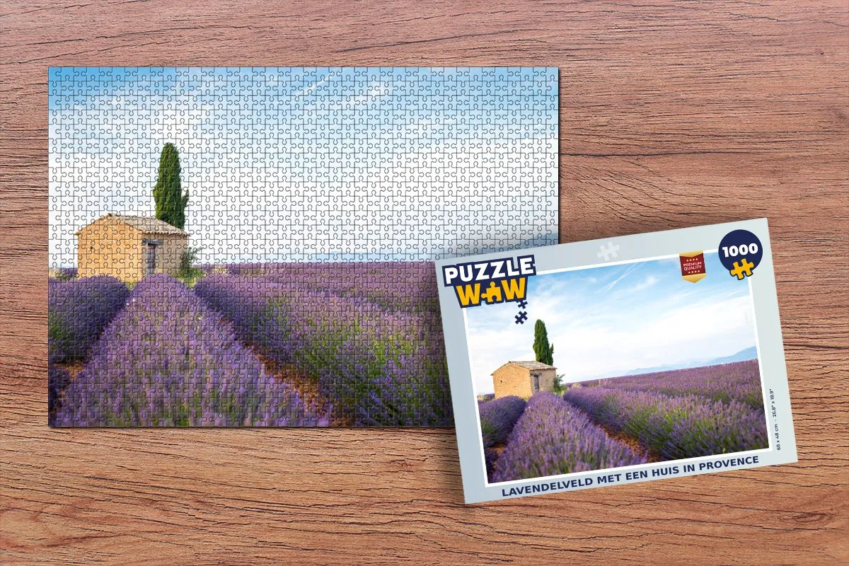 PuzzleWow Lavendelveld met een huis in Provence Legpuzzel 1000 Stuks - Multicolor