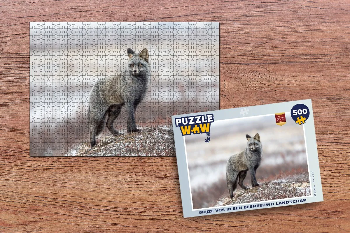 PuzzleWow Vos Winter Heuvel Legpuzzel 500 Stuks - Multicolor