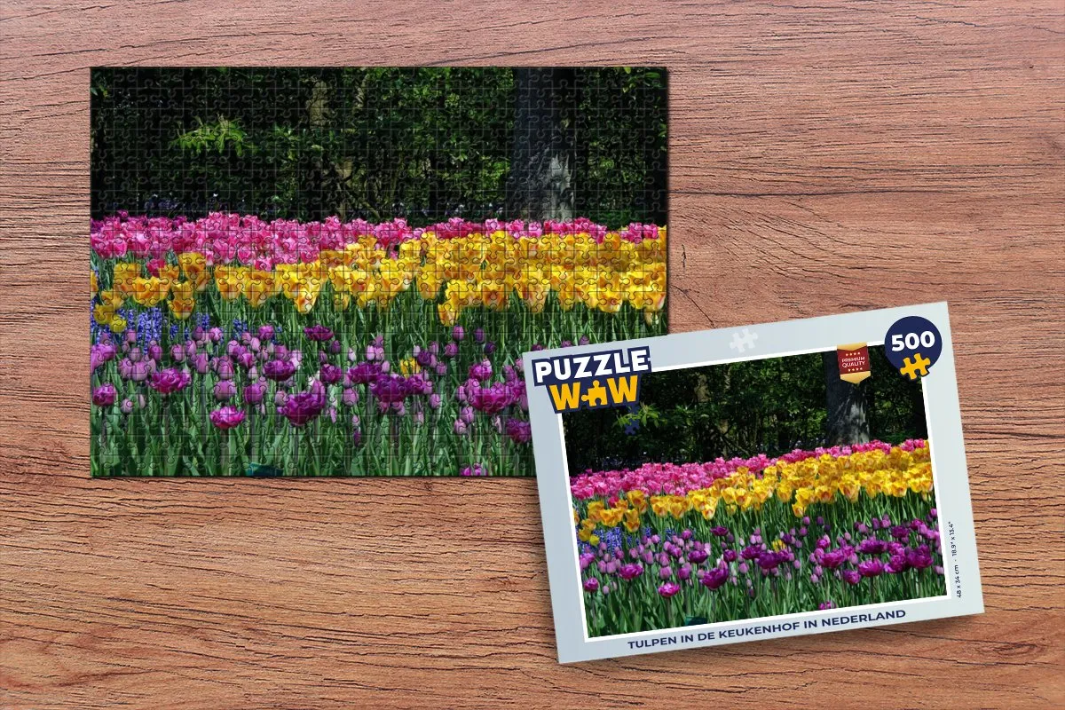 PuzzleWow Tulpen in de Keukenhof Legpuzzel 500 Stuks - Multicolor