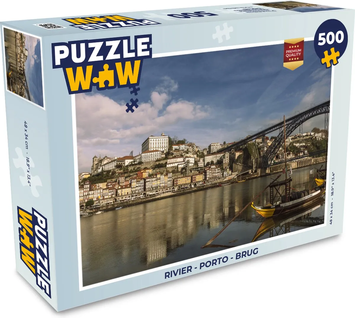 PuzzleWow Rivier Porto Brug Legpuzzel 500 Stuks - Multicolor