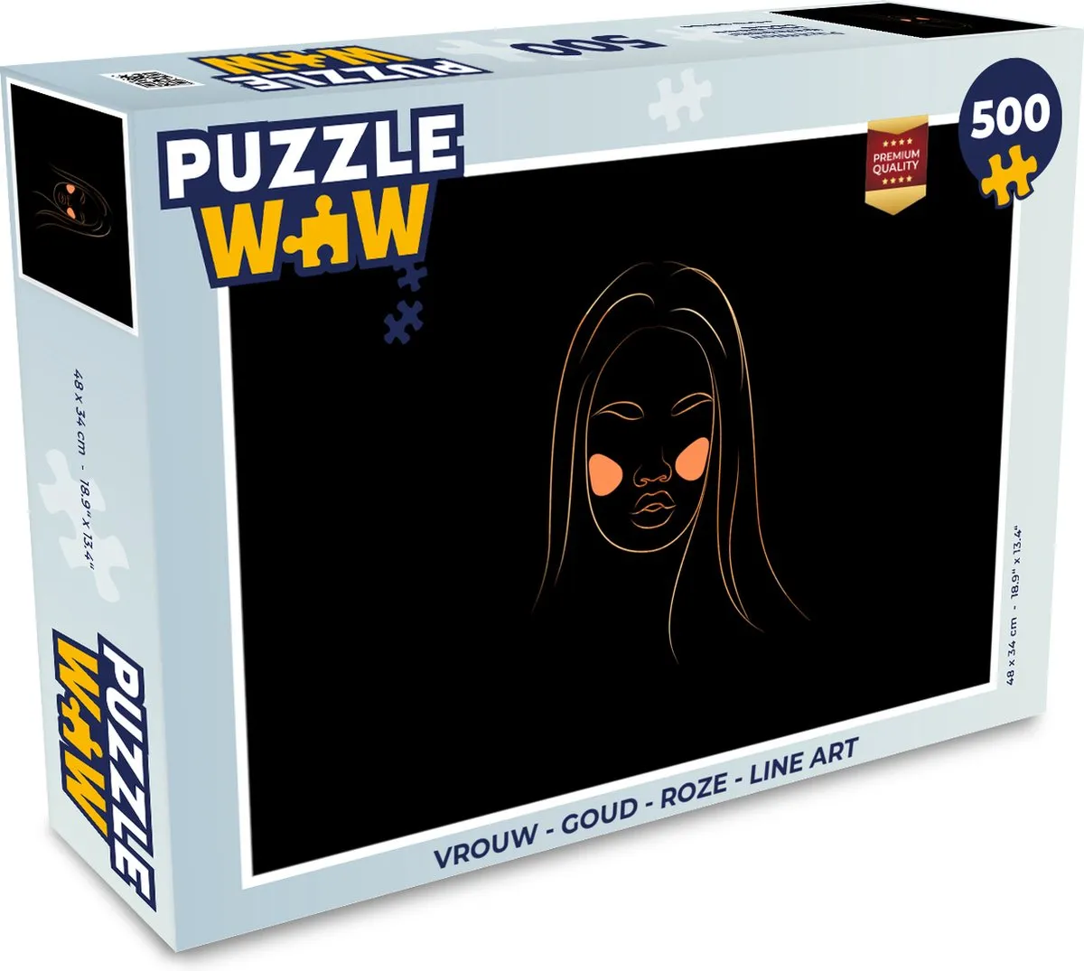 PuzzleWow Vrouw Line Art Legpuzzel 500 Stuks - Multicolor