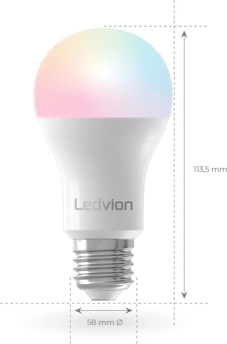Ledvion 10x Smart RGB+CCT E27 LED Lamp 8W - Mat - Alexa & Google Home