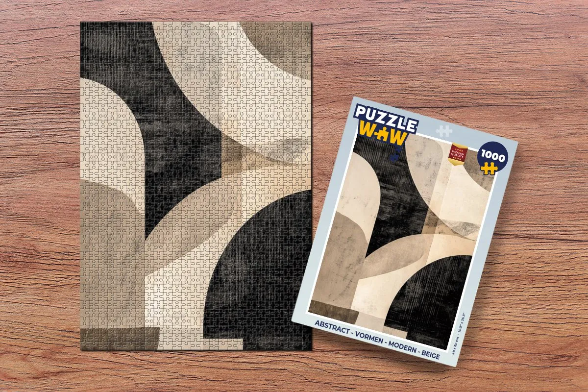 PuzzleWow Abstract Vormen Puzzle 1000 Stuks - Beige