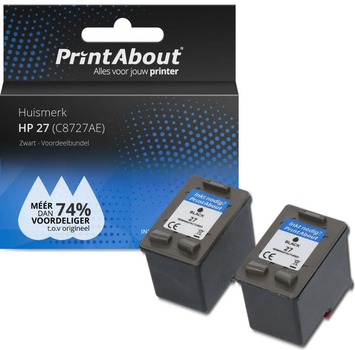 PrintAbout Inktcartridge C8727AE - Zwart 2-pack