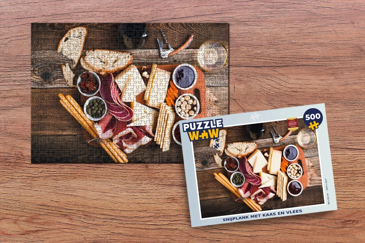 PuzzleWow Legpuzzel 500 Stuks Multicolor - Kaas & Vlees