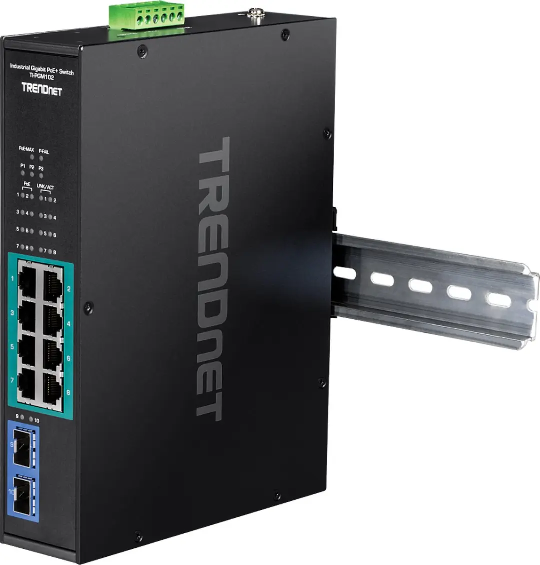 Trendnet TI-PGM102 10-Poorts Industrieel Gigabit PoE+ Switch - afbeelding 2 van 6