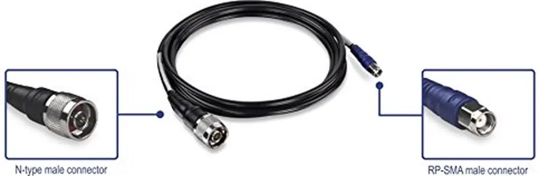 Trendnet TEW-L202 Antennekabel 2m - Omgekeerde SMA naar N - Zwart - afbeelding 5 van 6