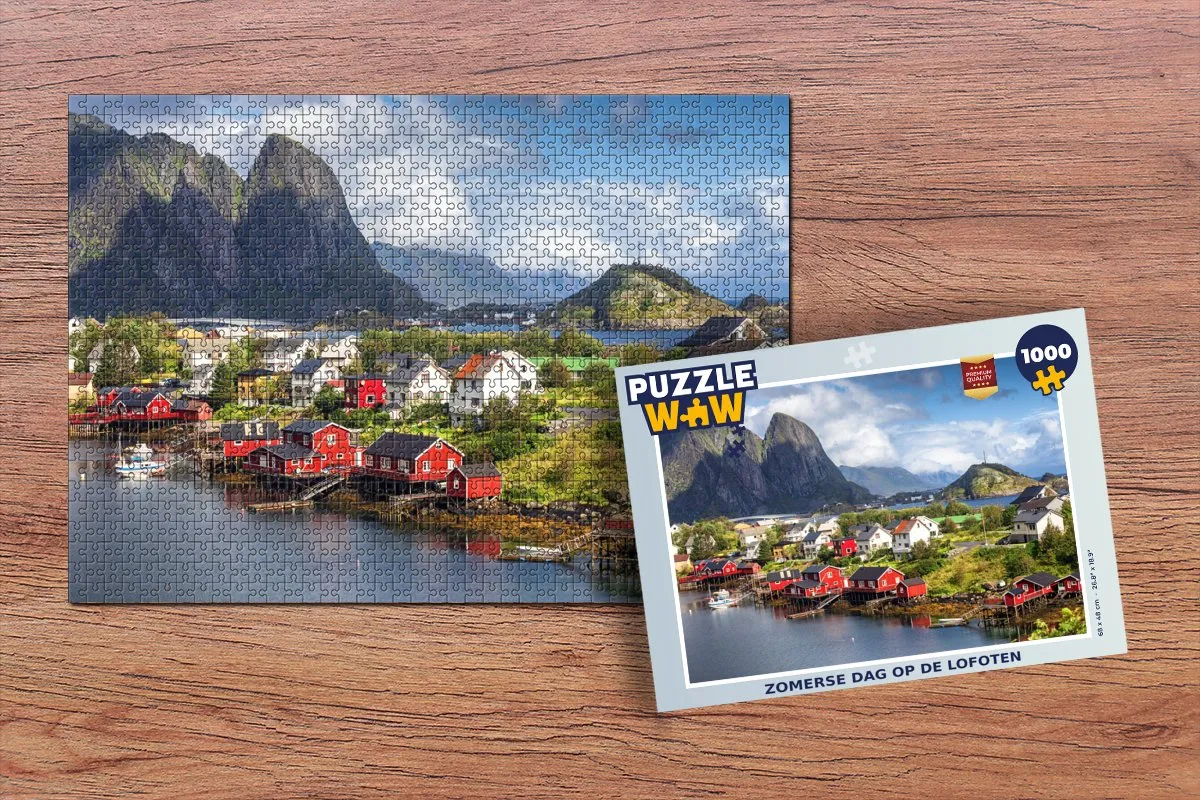 PuzzleWow Legpuzzel 1000 Stuks - Zomerse dag op de Lofoten - Multicolor