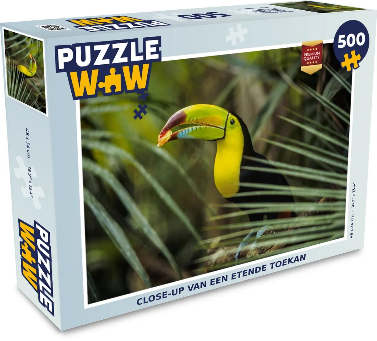 PuzzleWow Legpuzzel Close-up Toekan 500 Stuks