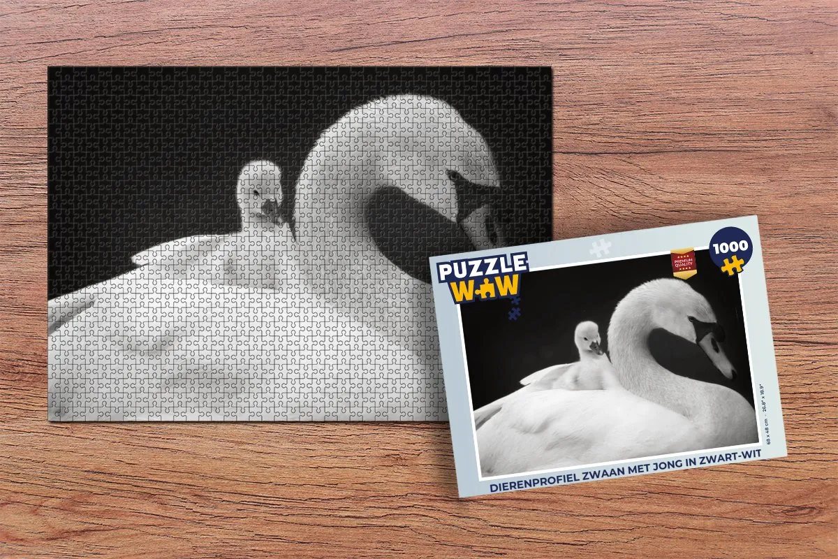 PuzzleWow Dierenprofiel Zwaan met Jong Legpuzzel 1000 Stuks - Multicolor