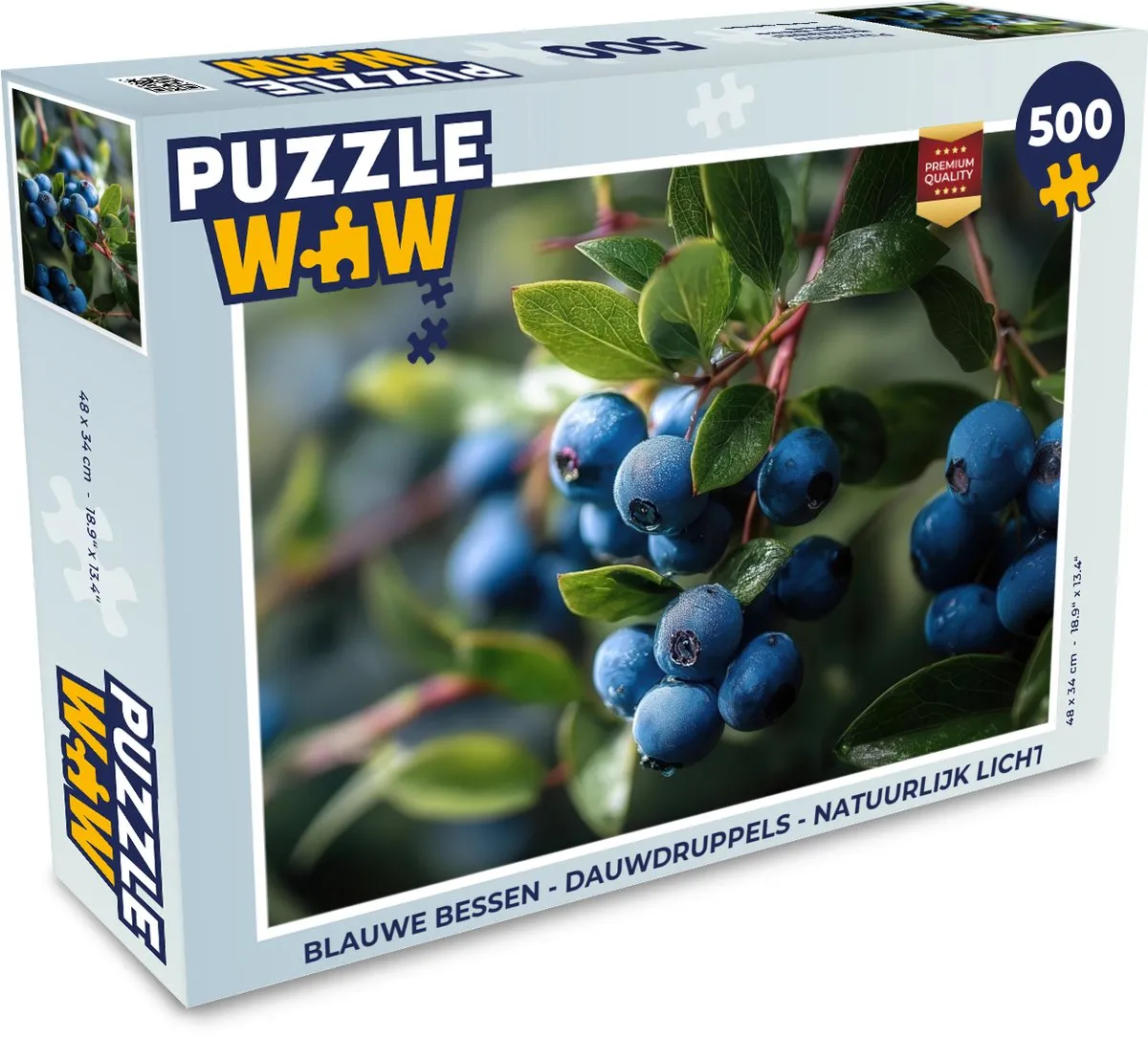 PuzzleWow Blauwe Bessen Legpuzzel 500 Stuks - Blauw