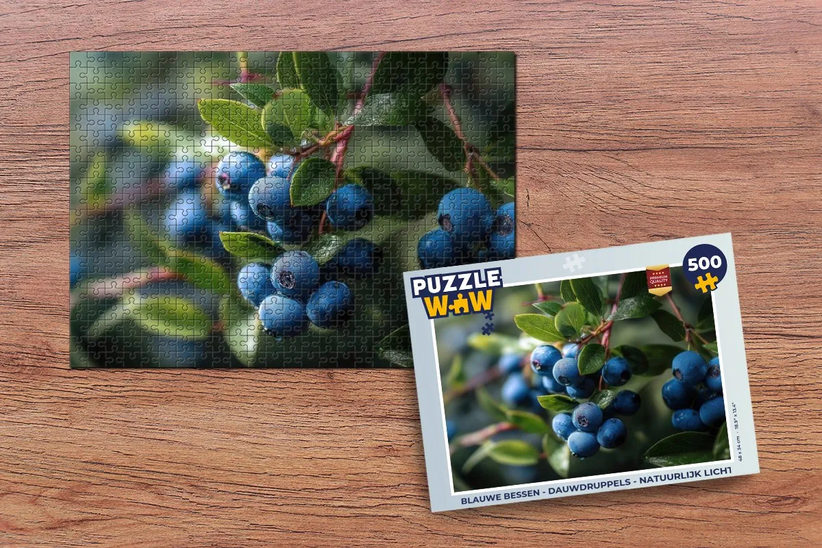 PuzzleWow Blauwe Bessen Legpuzzel 500 Stuks - Blauw