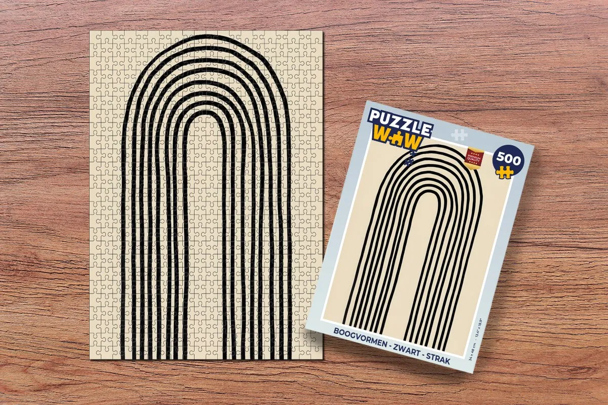 PuzzleWow Boogvormen Legpuzzel 500 Stuks - Zwart