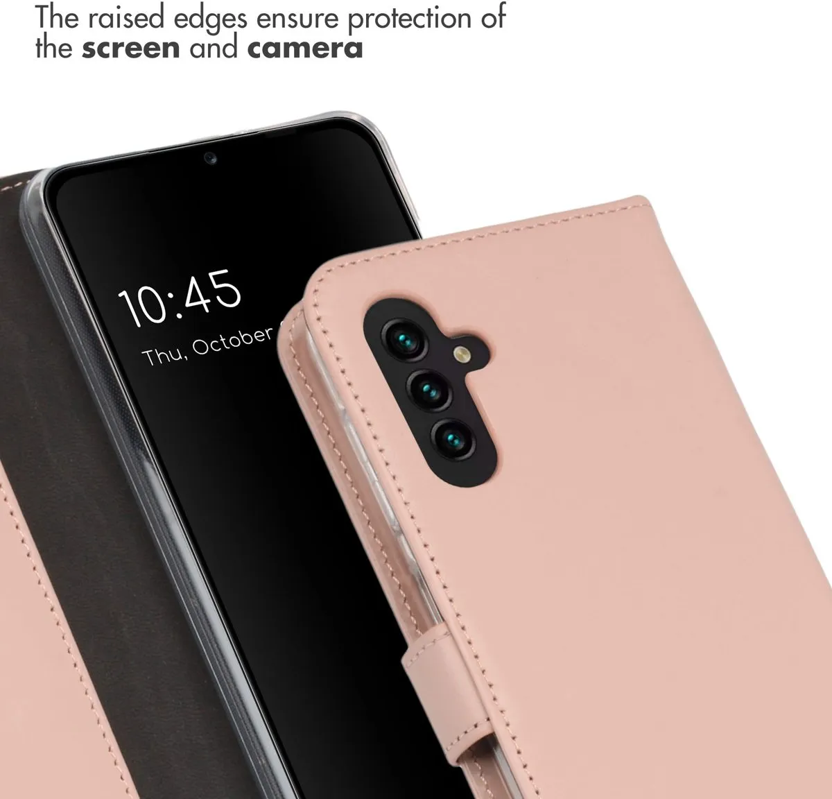 Selencia Hoesje Samsung Galaxy A13 5G/A04s - Echt Lederen Bookcase - Lichtroze