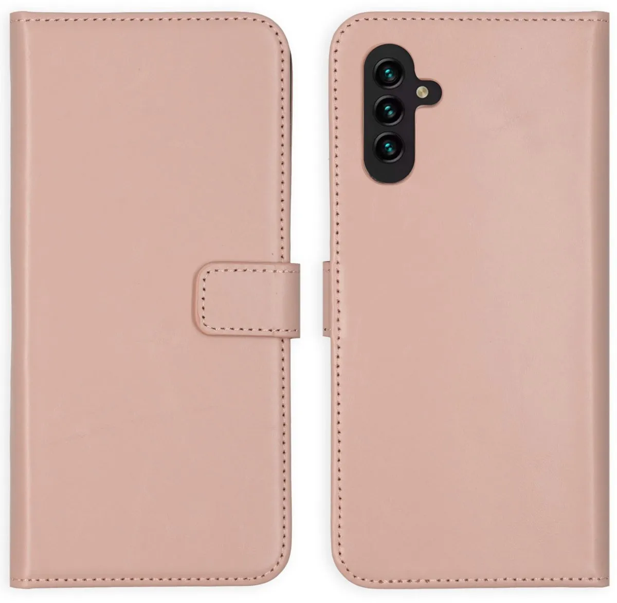 Selencia Hoesje Samsung Galaxy A13 5G/A04s - Echt Lederen Bookcase - Lichtroze