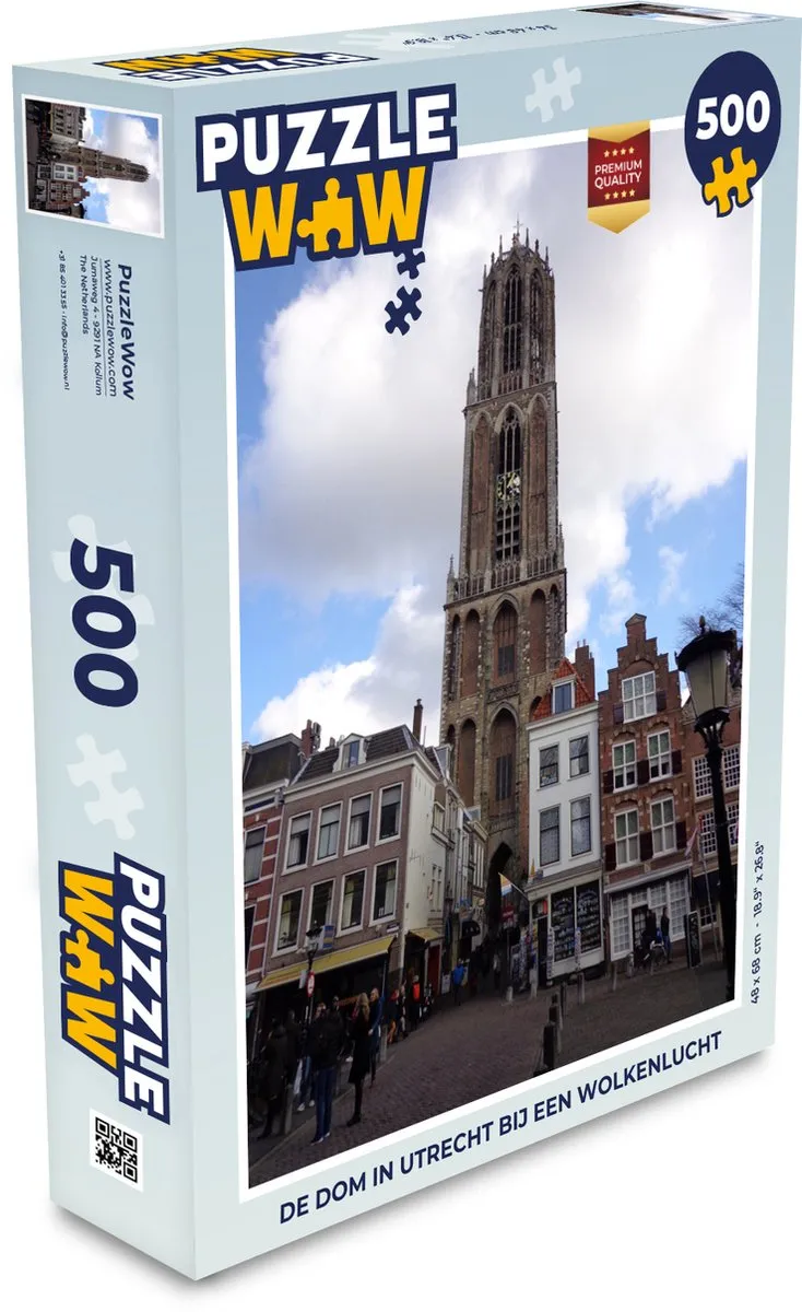 PuzzleWow Utrecht Domtoren Wolken Legpuzzel 500 Stuks - Multicolor