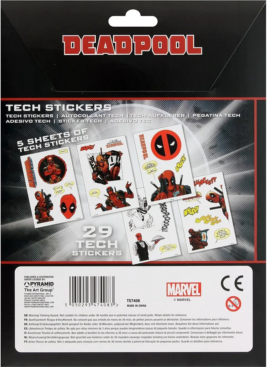 Marvel Deadpool Stickers - 29 Stuks (5 vellen) - Multicolor