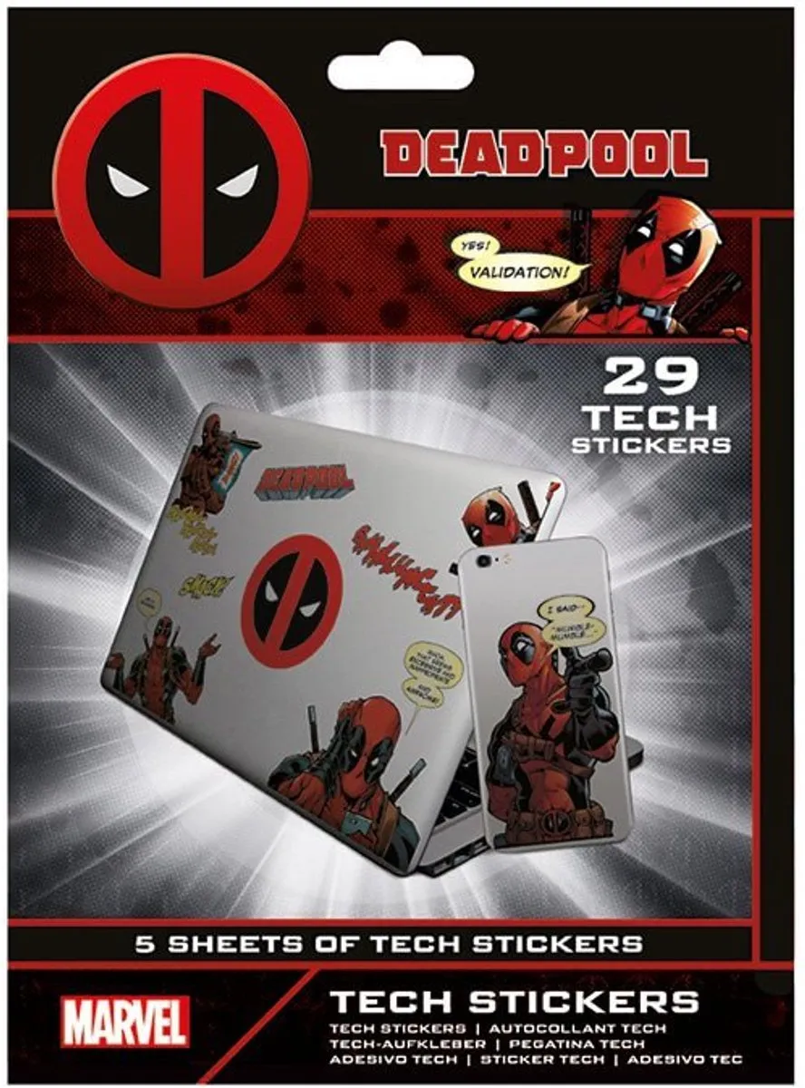 Marvel Deadpool Stickers - 29 Stuks (5 vellen) - Multicolor