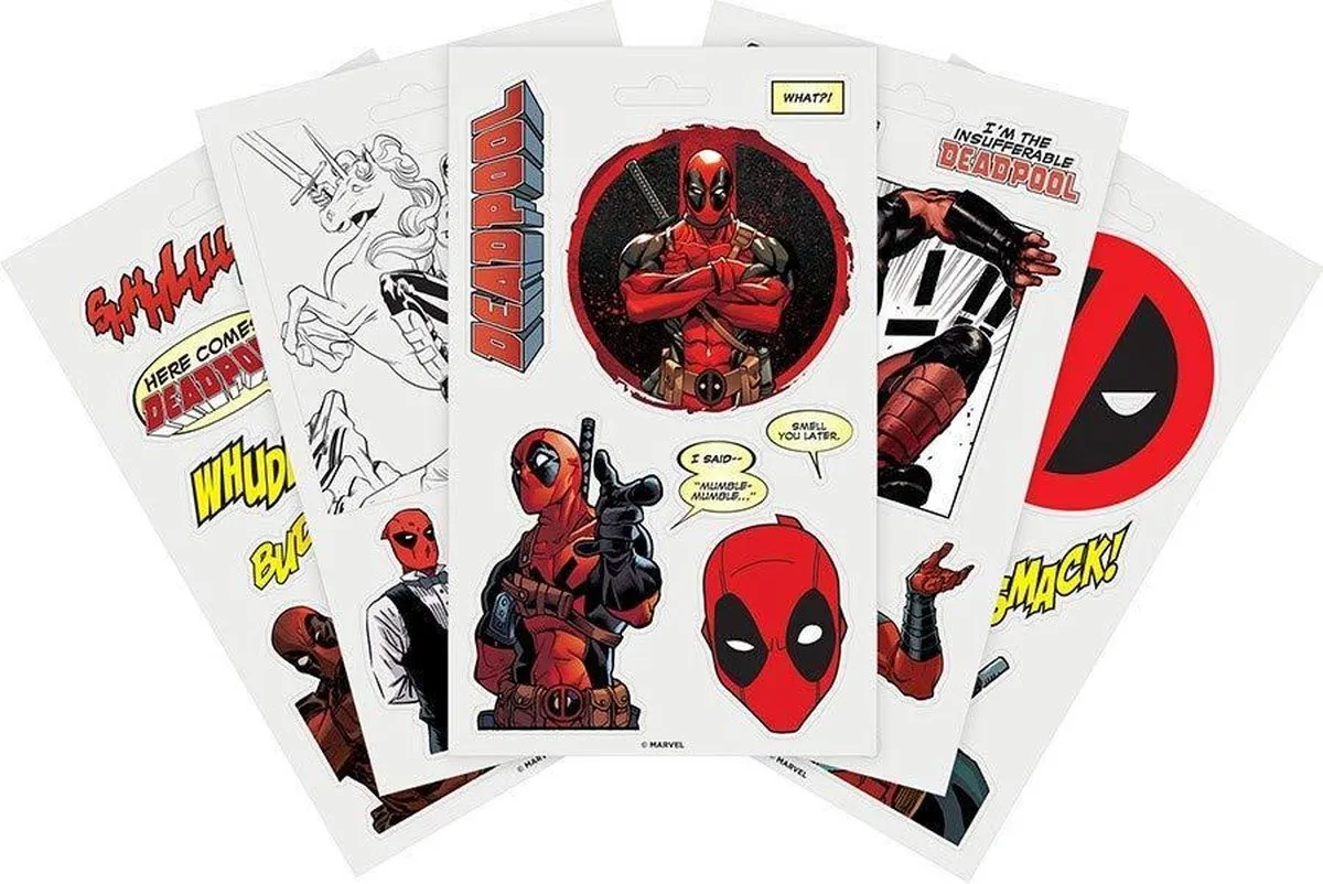 Marvel Deadpool Stickers - 29 Stuks (5 vellen) - Multicolor