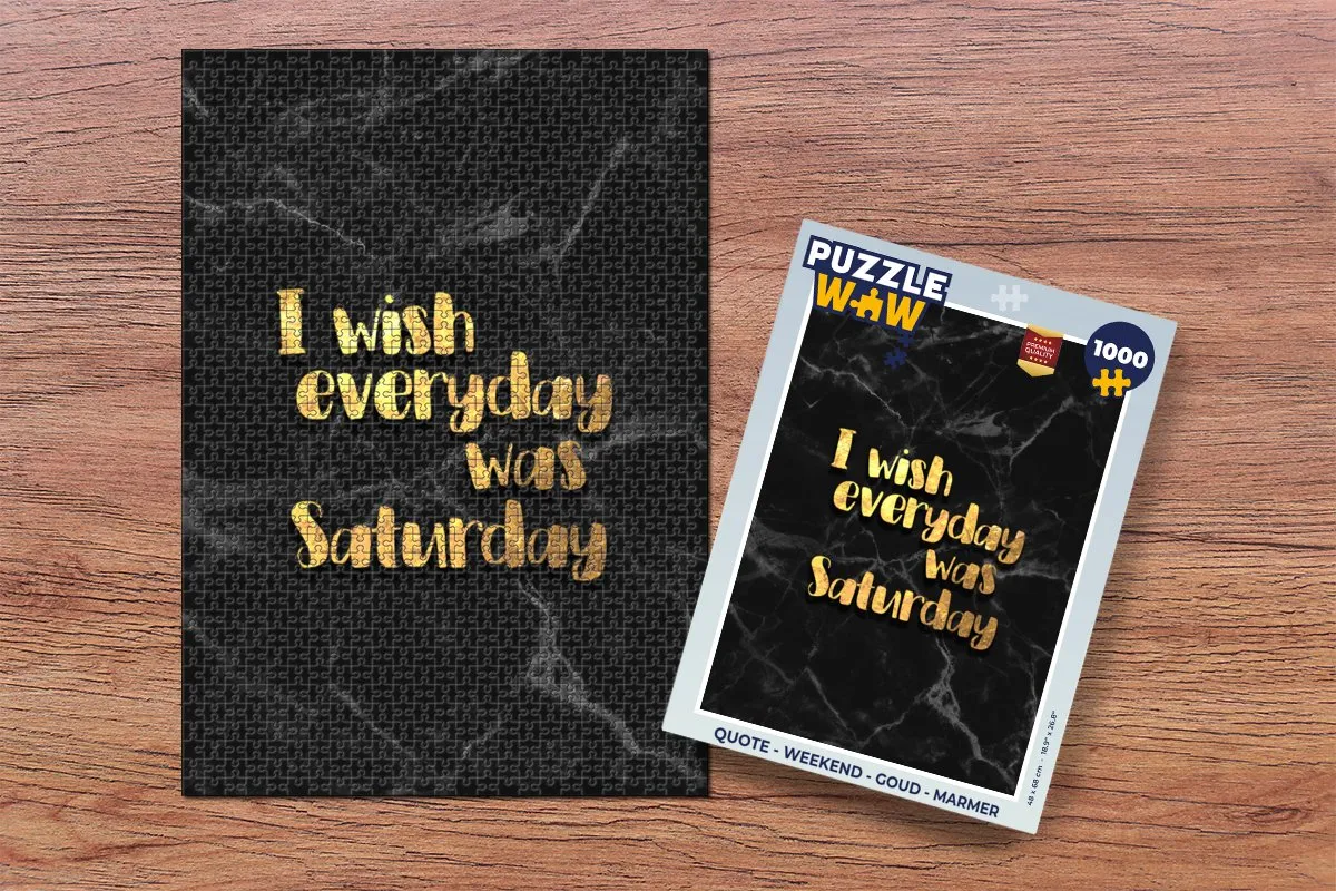 PuzzleWow Quote Weekend Legpuzzel 1000 Stuks - Goud/Marmer